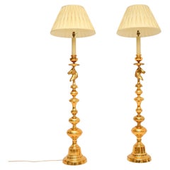 Pair of Vintage Swedish Brass Floor Lamps