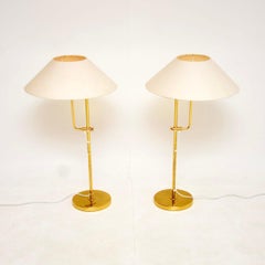 Coppia di lampade svedesi d'epoca in ottone di Bergboms