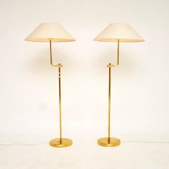 Coppia di lampade svedesi d'epoca in ottone di Bergboms