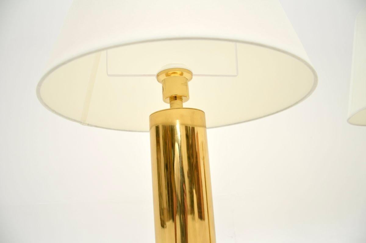 Late 20th Century Pair of Vintage Swedish Brass Table Lamps by Borens For Sale