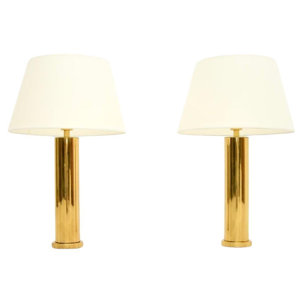 Paire de lampes de bureau suédoises vintage en laiton par Borens