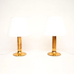 Par de lámparas de mesa vintage suecas de latón, diseñadas por Hans-Agne Jakobsson