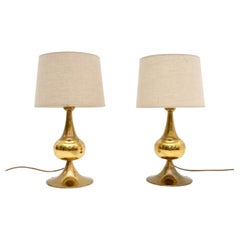 Coppia di lampade da tavolo svedesi d'epoca in ottone di Kjell Blomberg per Orsjo