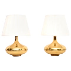 Pair of Vintage Swedish Brass Table Lamps