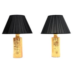 Pair of Vintage Swedish Ceramic Table Lamps by Bergboms