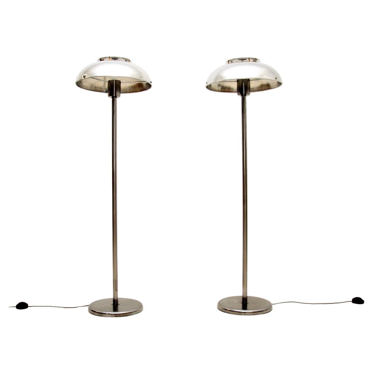 Pair of Vintage Swedish Chrome Floor Lamps by Borens For Sale