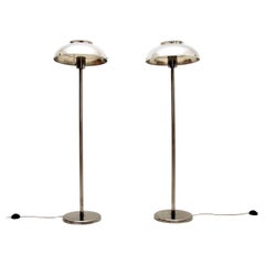 Pair of Retro Swedish Chrome Floor Lamps by Borens