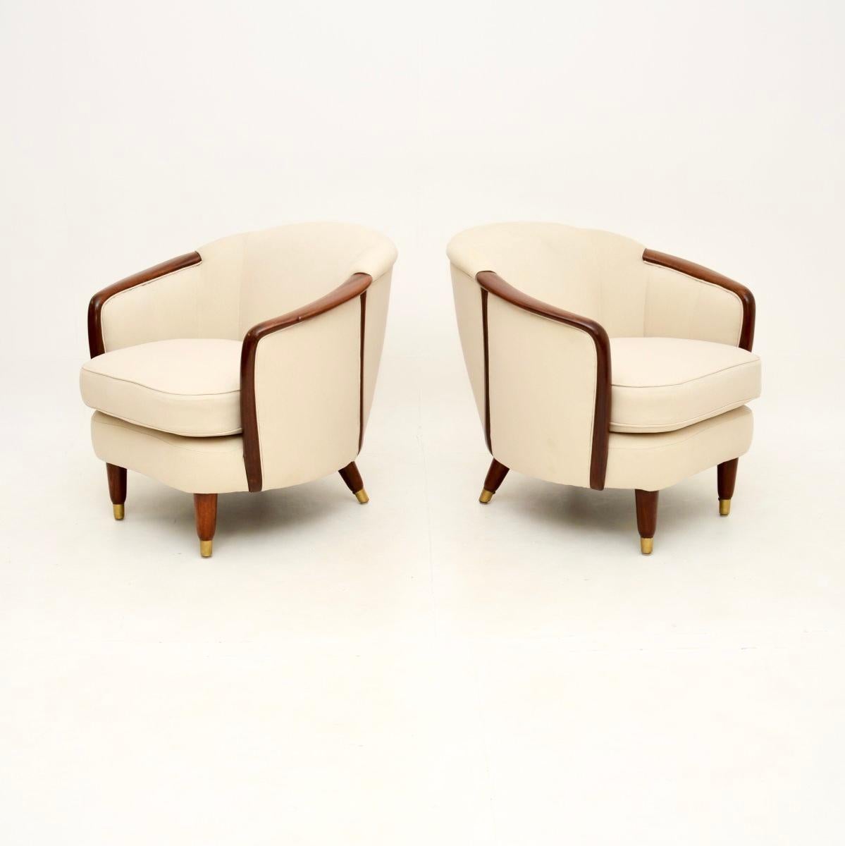 Mid-Century Modern Pair of Vintage Swedish Club Armchairs For Sale