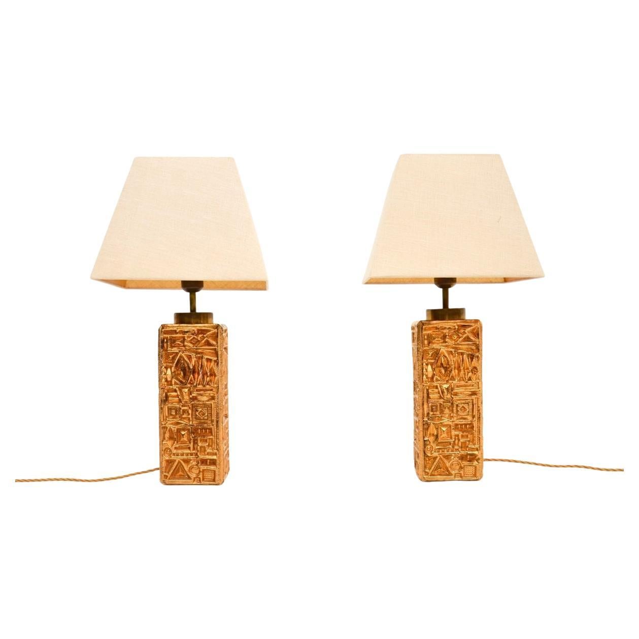 Pair of Vintage Swedish Glass Table Lamps by Henrik Blomqvist