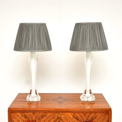 Pair of Vintage Swedish Glass Table Lamps by Paul Kedelv for Flygsfors