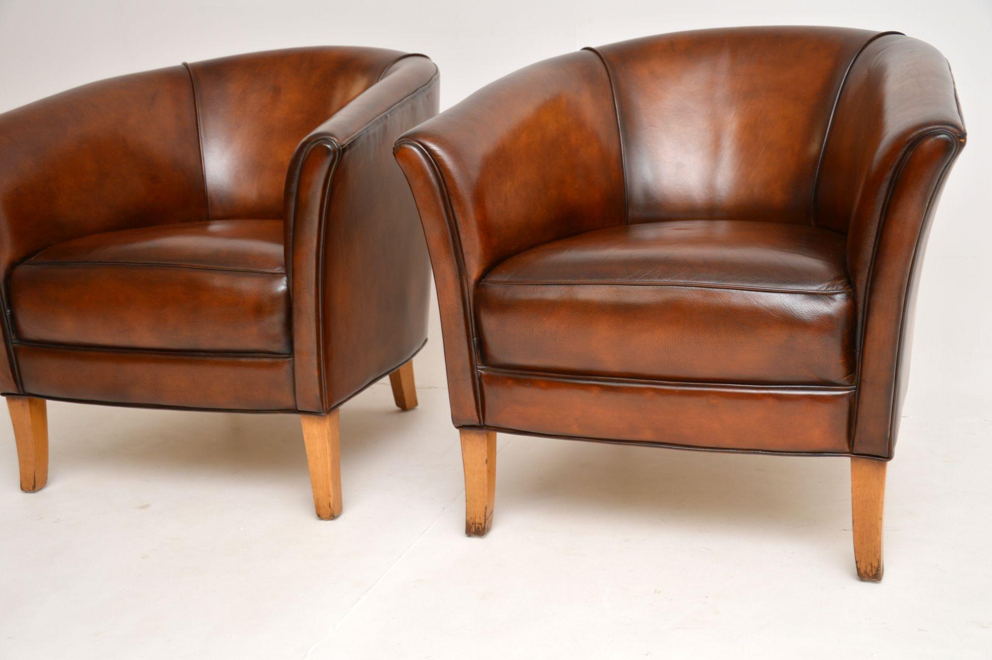 Pair of Vintage Swedish Leather Armchairs 5