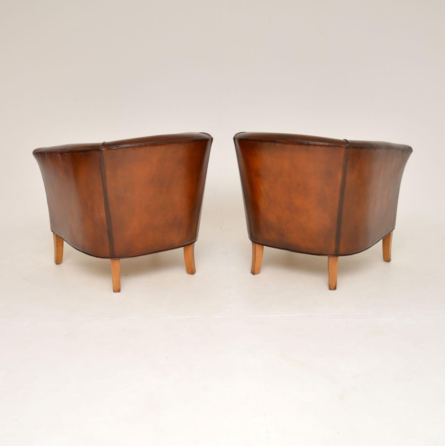 Pair of Vintage Swedish Leather Armchairs 6