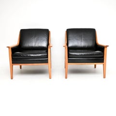 Pair of Vintage Swedish Leather Armchairs