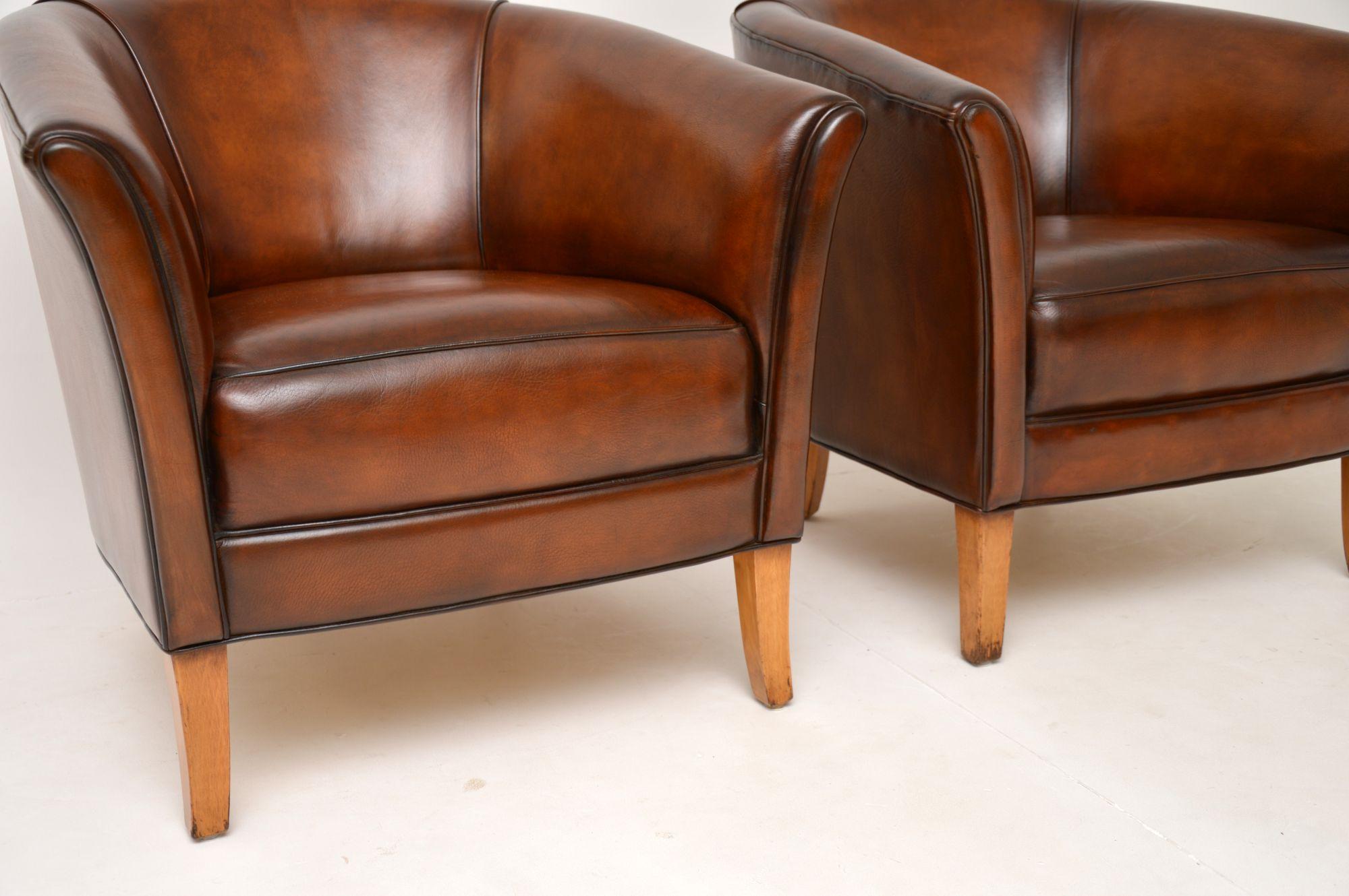 Pair of Vintage Swedish Leather Armchairs 4