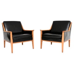 Pair of Vintage Swedish Leather Armchairs