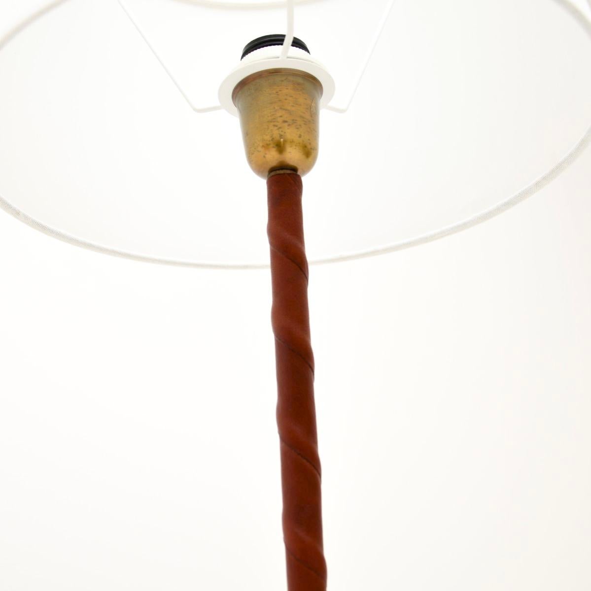 Pair of Vintage Swedish Leather Bound Floor Lamps In Good Condition For Sale In London, GB
