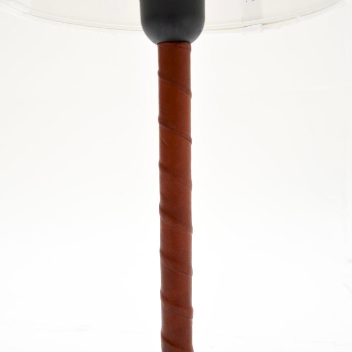Pair of Vintage Swedish Leather Bound Table Lamps In Good Condition For Sale In London, GB
