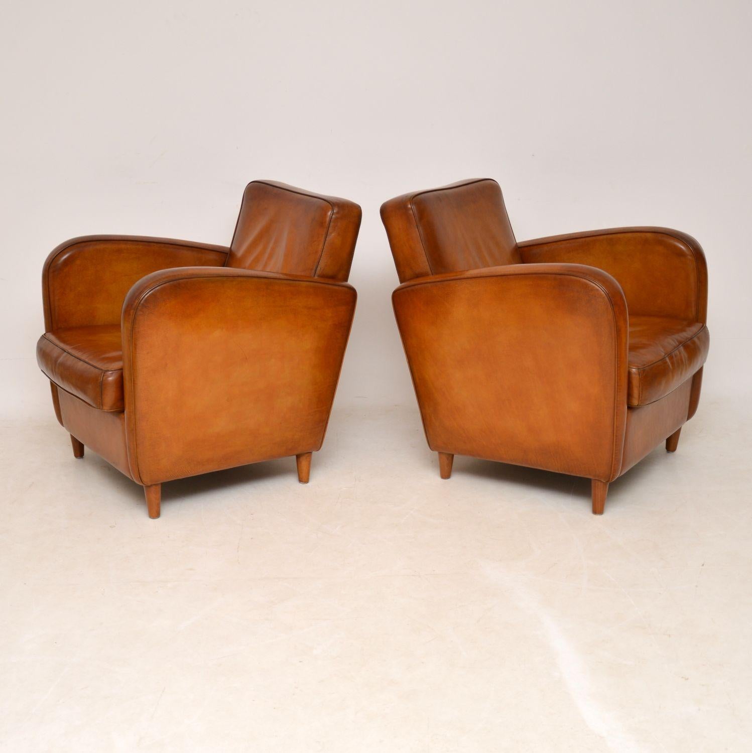 Pair Of Vintage Swedish Leather Club Armchairs At 1stdibs