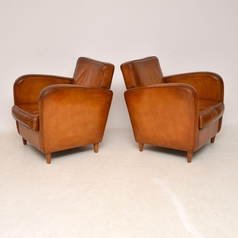 Vintage Swedish Leather Club Armchairs, Vintage Leather Club Chairs
