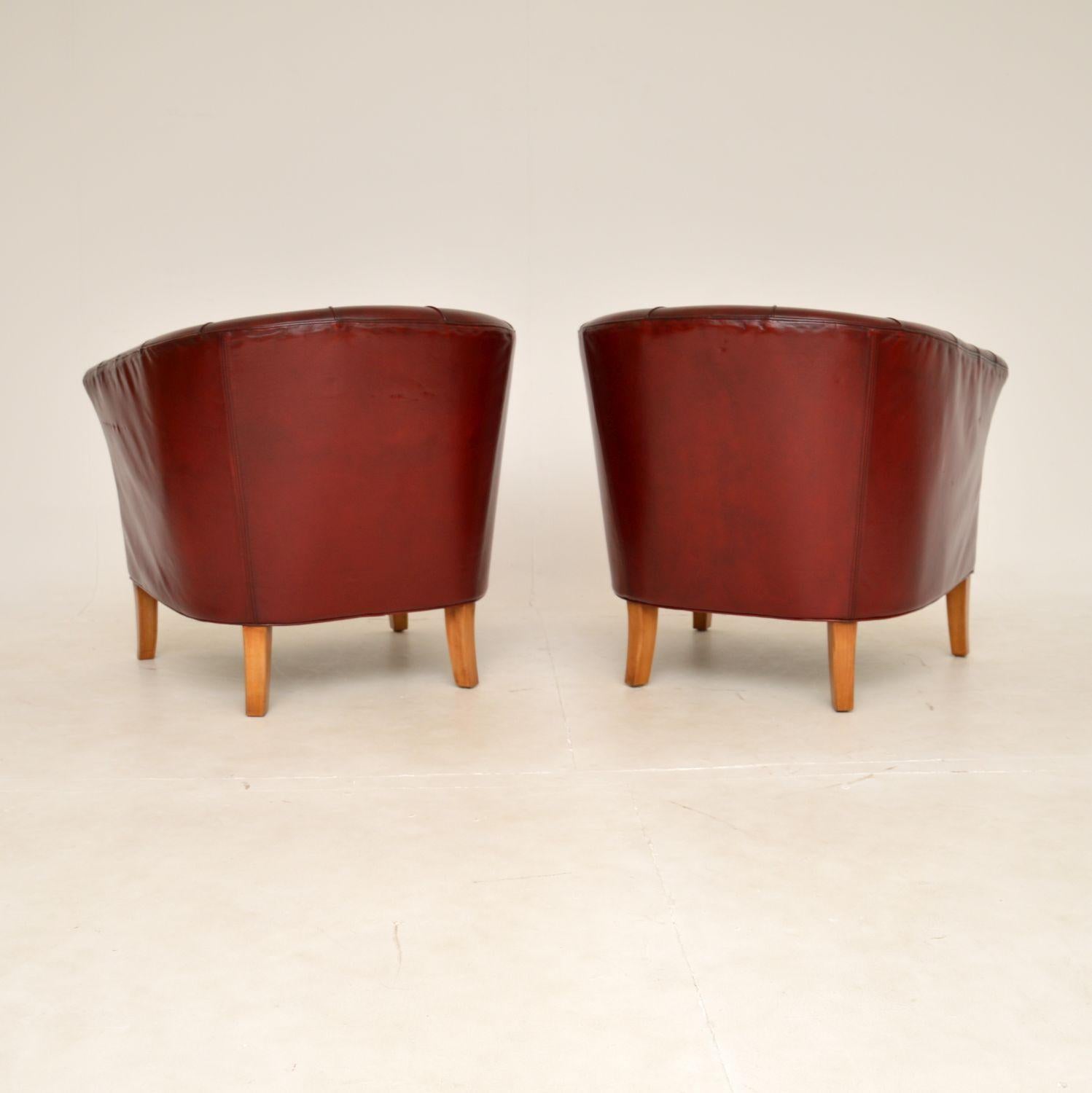 Pair of Vintage Swedish Leather Club Armchairs In Good Condition In London, GB