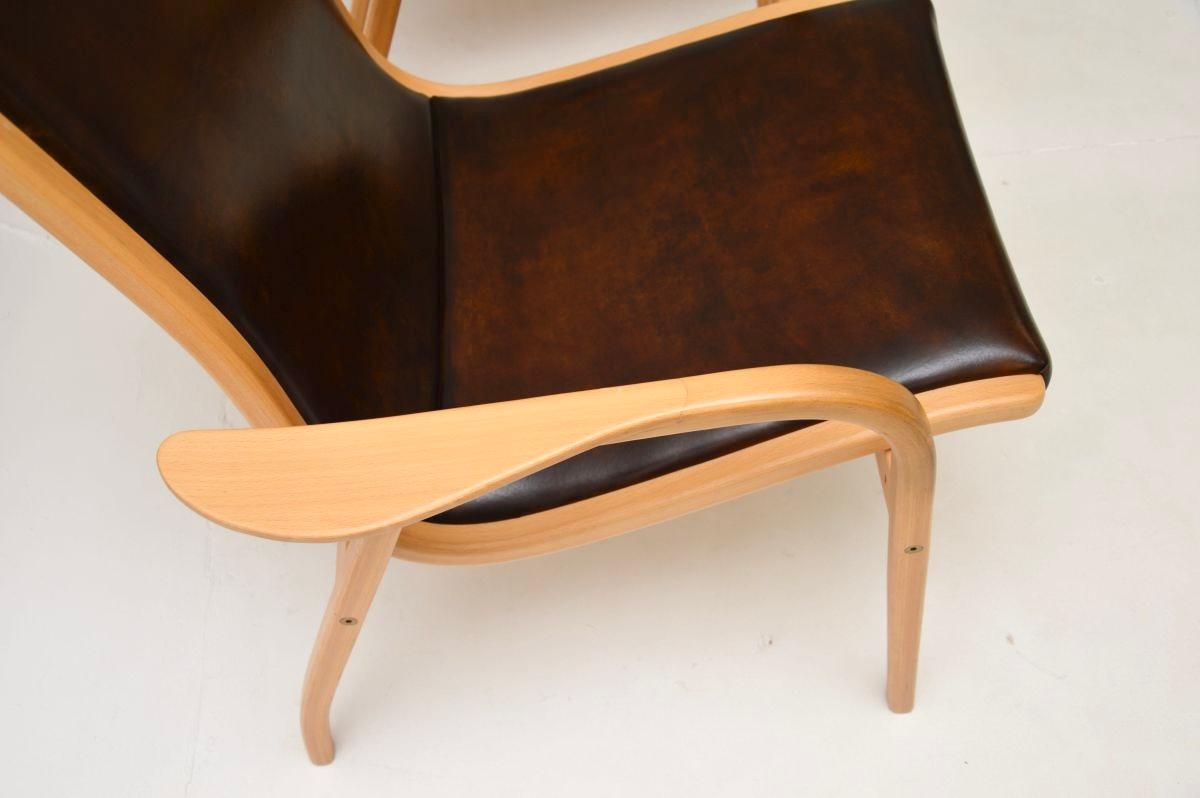 Paire de fauteuils Lamino suédois vintage en cuir par Yngve Ekstrom en vente 2