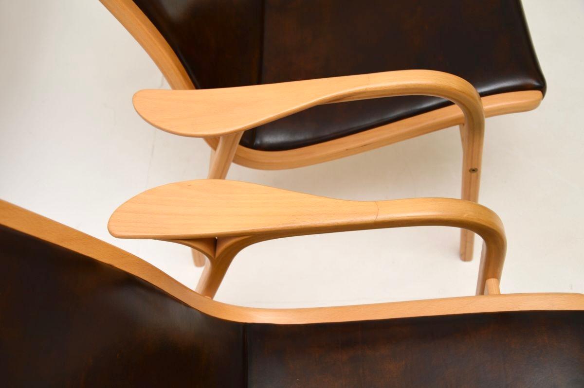 Paire de fauteuils Lamino suédois vintage en cuir par Yngve Ekstrom en vente 1