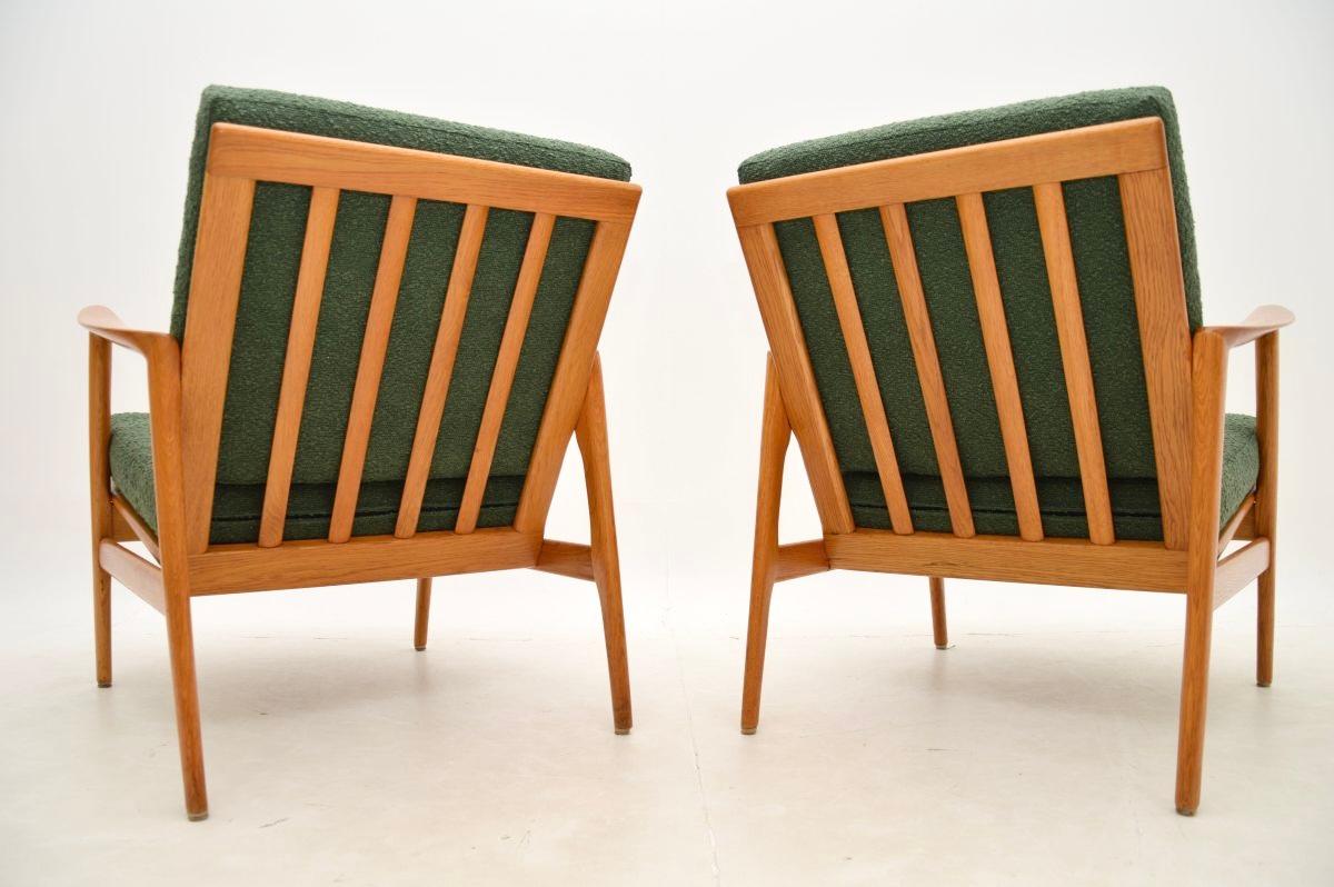 Mid-20th Century Pair of Vintage Swedish Oak Armchairs For Sale