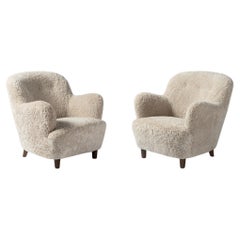Paire de chaises longues vintage suédoises Otto Schultz c1940s