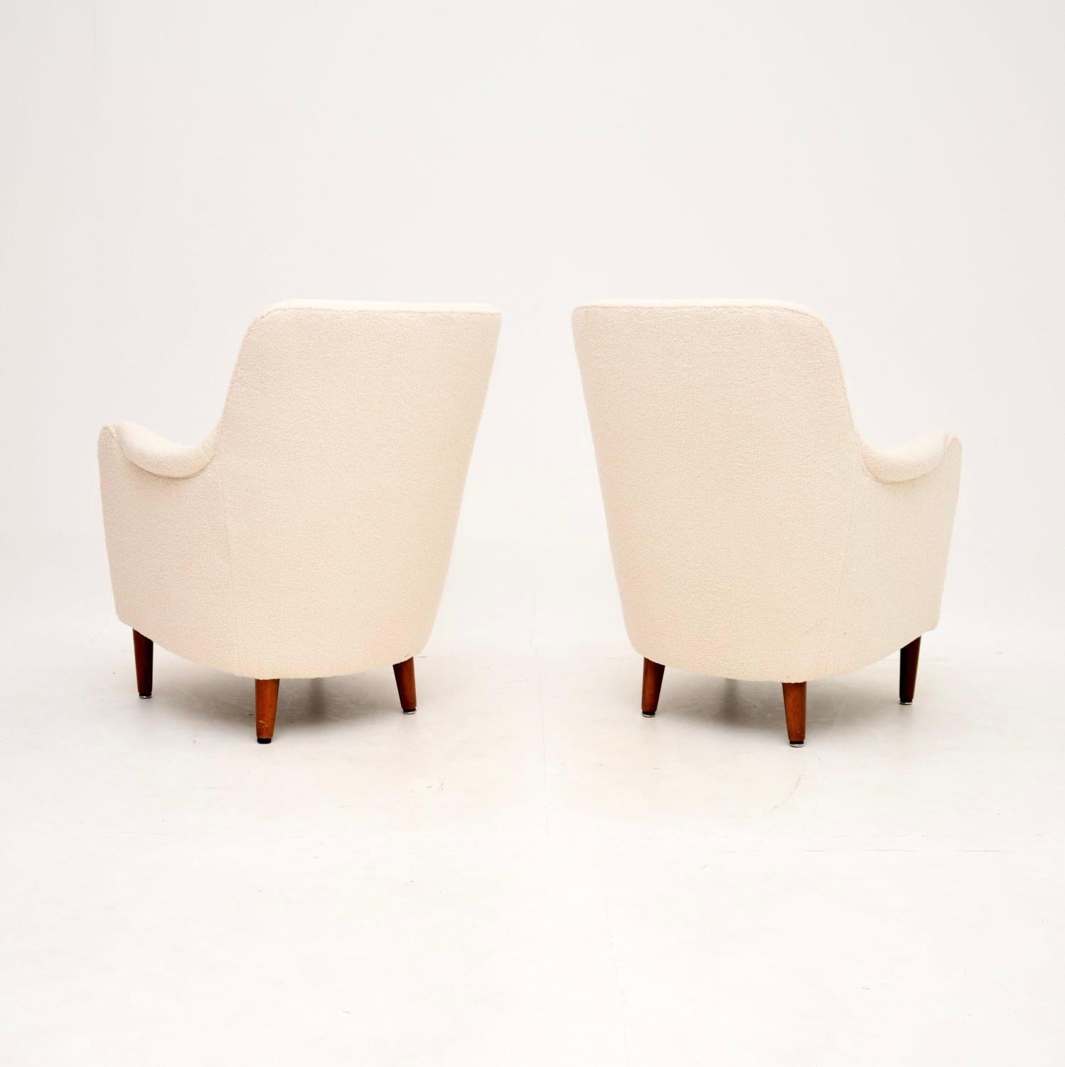 Stained Pair of Vintage Swedish Samsas Armchairs by Carl Malmsten For Sale