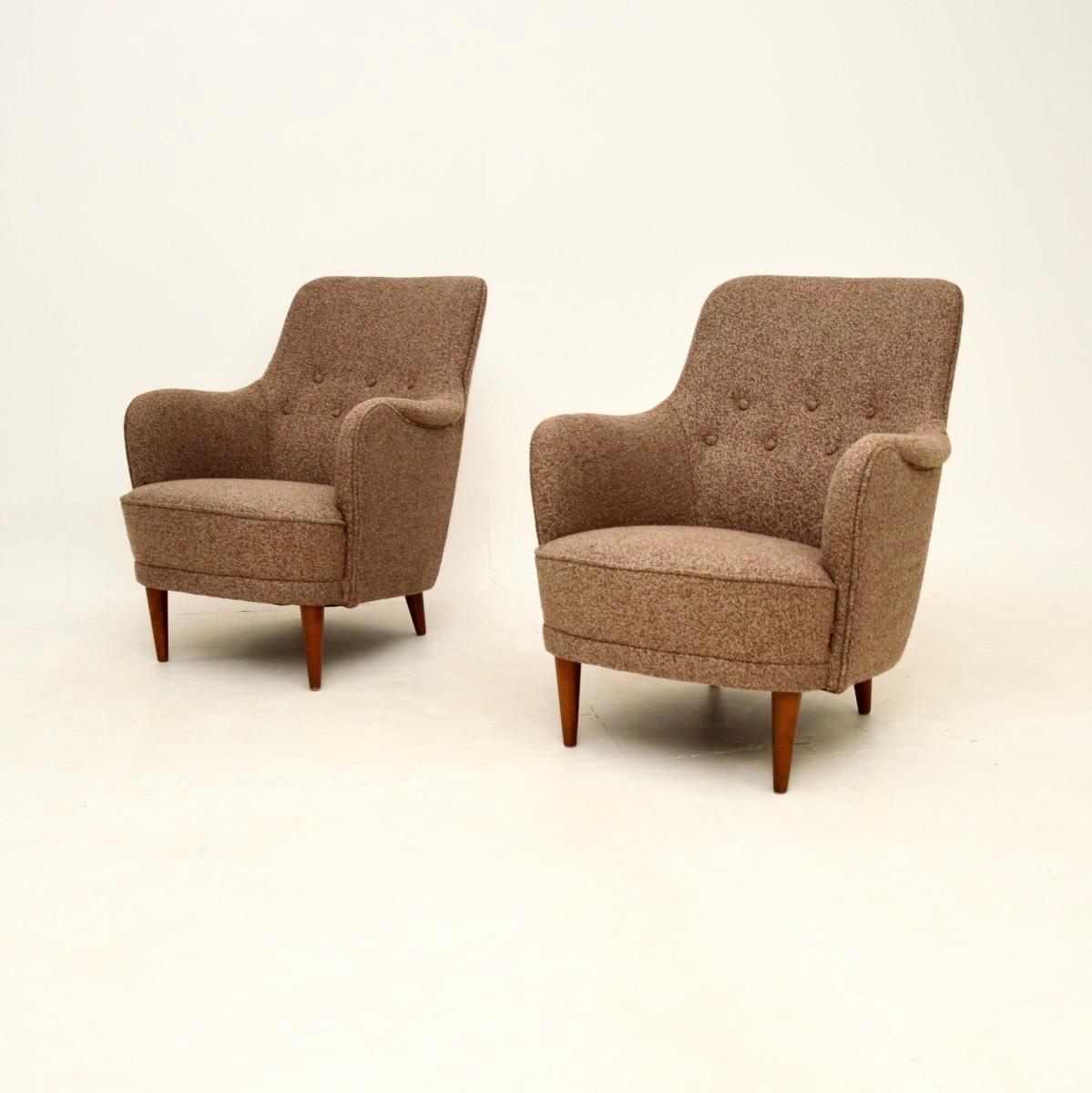 Suédois Paire de fauteuils Samsas suédois vintage par Carl Malmsten en vente