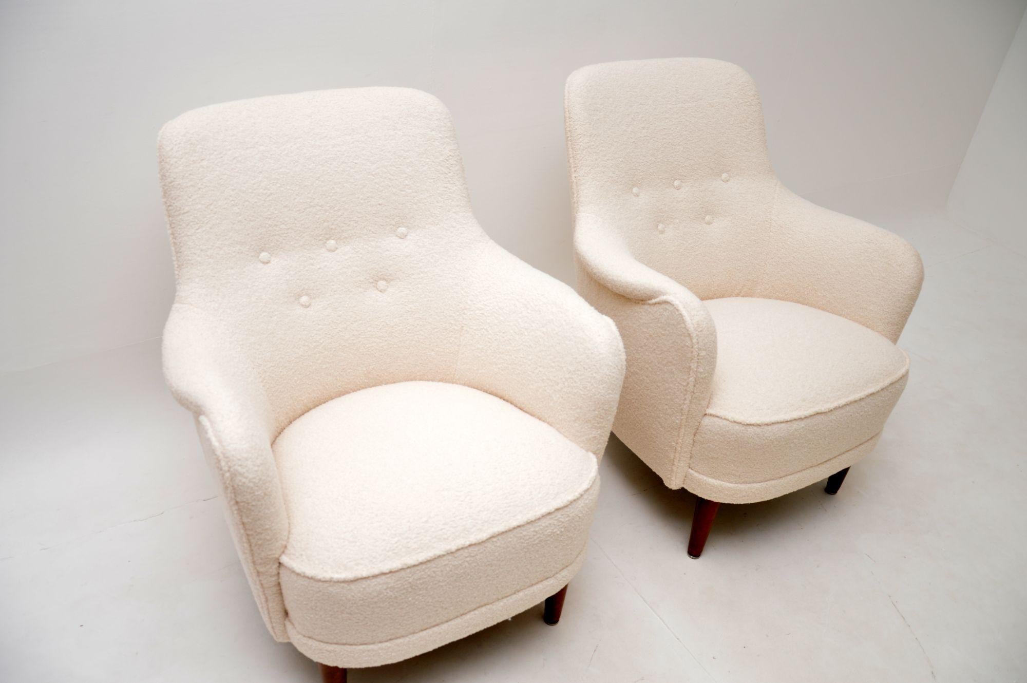 Pair of Vintage Swedish Samsas Armchairs by Carl Malmsten In Good Condition For Sale In London, GB