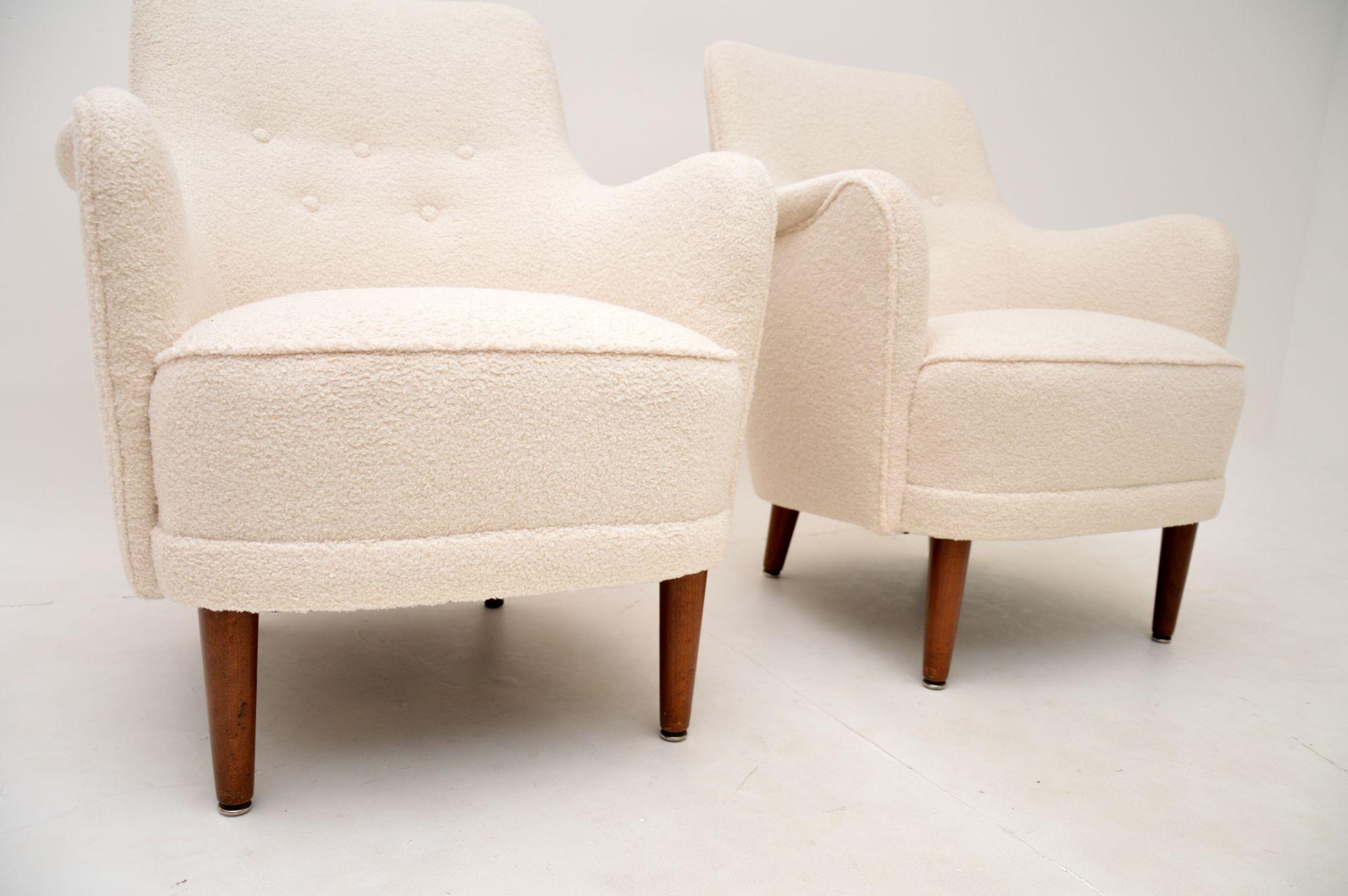 Mid-20th Century Pair of Vintage Swedish Samsas Armchairs by Carl Malmsten For Sale