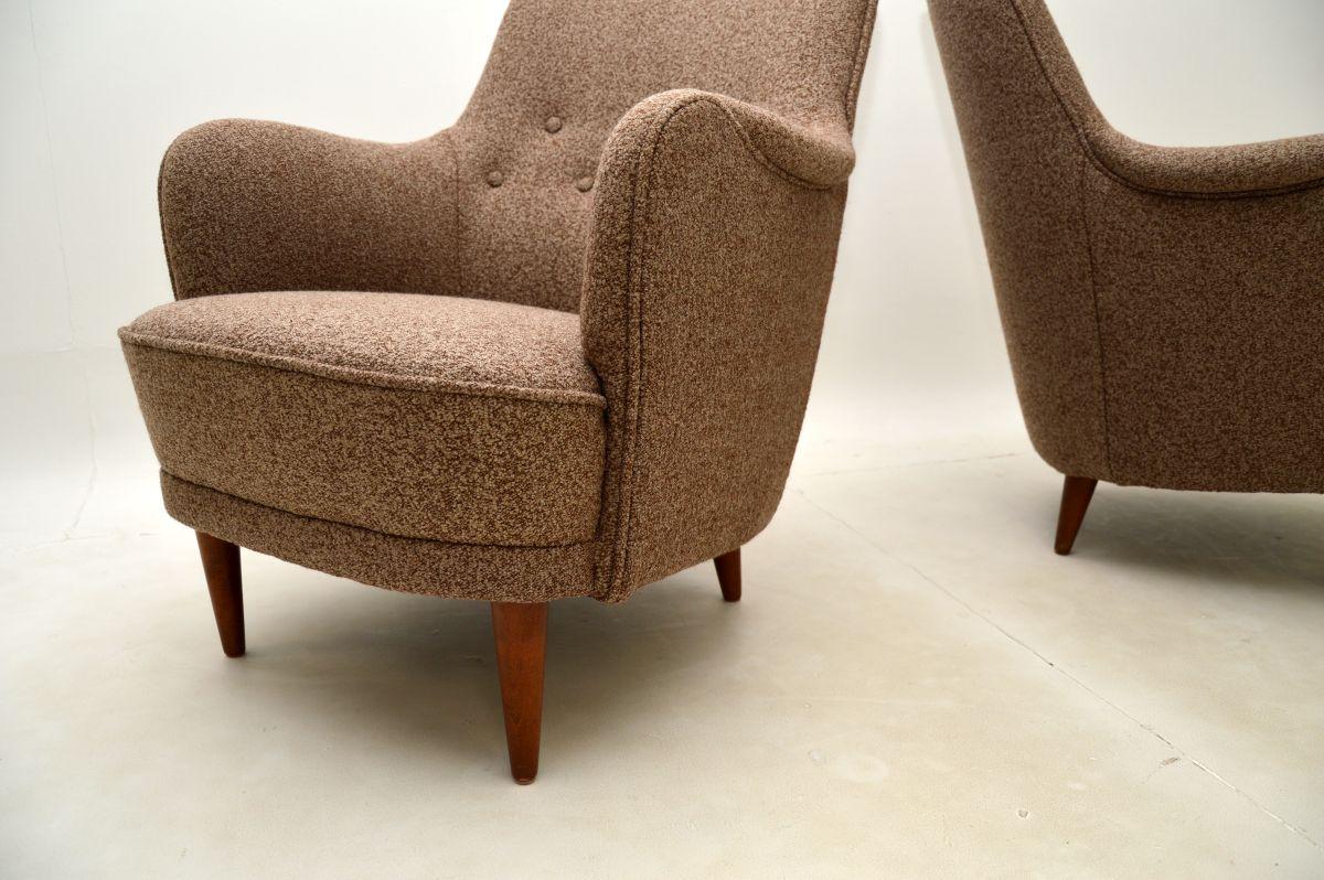 Bouclé Paire de fauteuils Samsas suédois vintage par Carl Malmsten en vente
