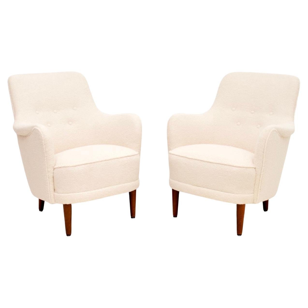 Pair of Vintage Swedish Samsas Armchairs by Carl Malmsten