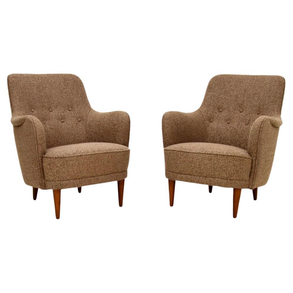 Pair of Vintage Swedish Samsas Armchairs by Carl Malmsten