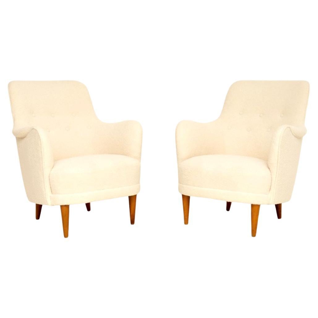 Pair of Vintage Swedish Samsas Armchairs by Carl Malmsten