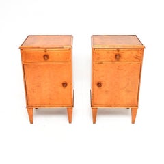 Pair of Vintage Swedish Satin Birch Bedside Cabinets