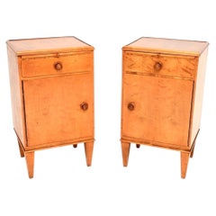 Pair of Vintage Swedish Satin Birch Bedside Cabinets