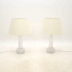 Pair of Vintage Swedish Table Lamps by Carl Fagerlund for Orrefors