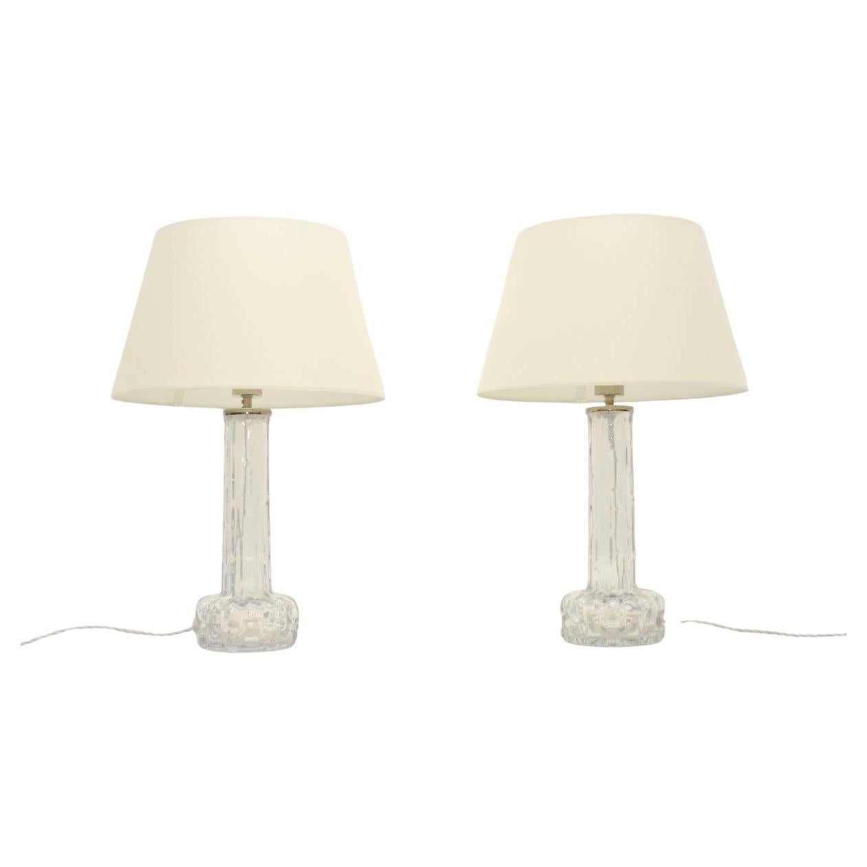 Coppia di lampade da tavolo svedesi vintage di Carl Fagerlund per Orrefors