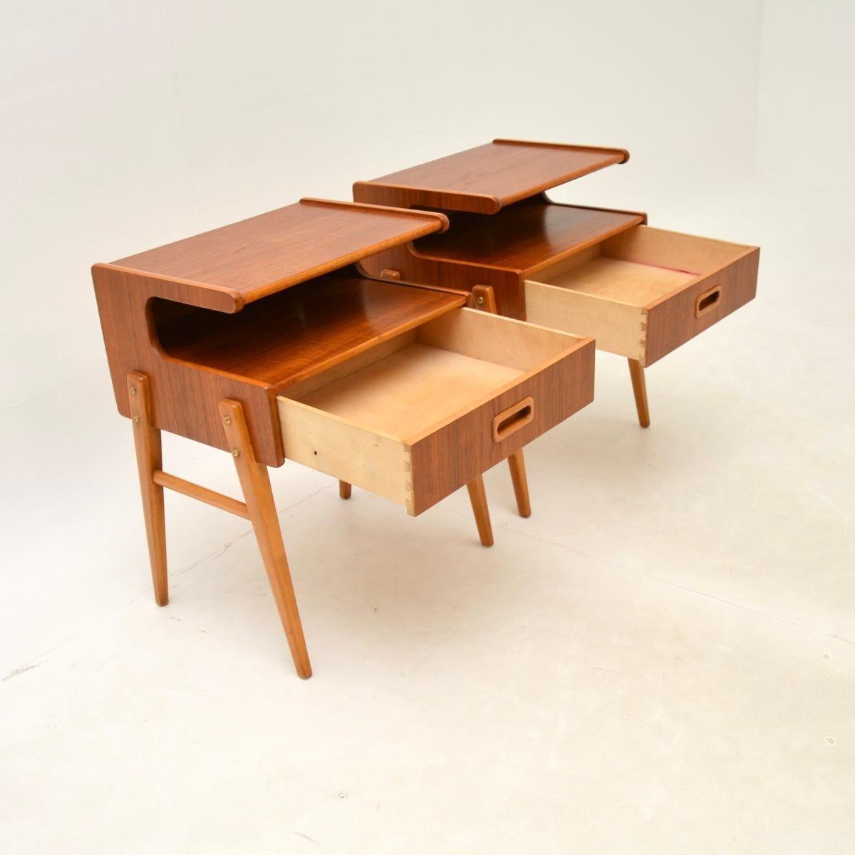 Mid-Century Modern Pair of Vintage Swedish Teak Bedside Tables