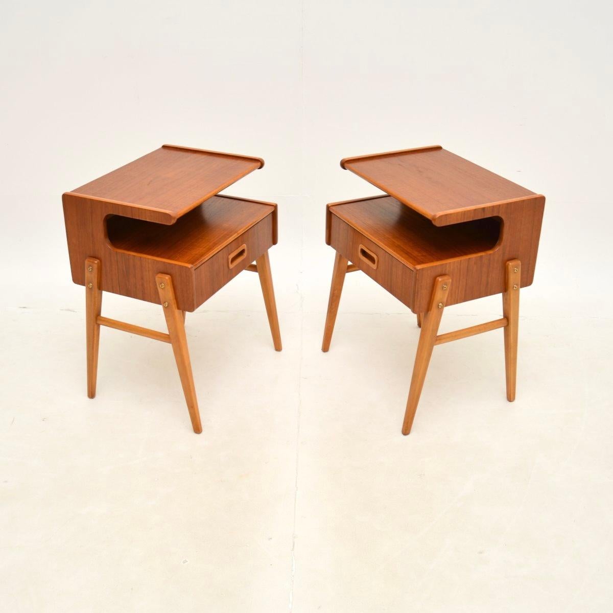 Pair of Vintage Swedish Teak Bedside Tables In Good Condition In London, GB