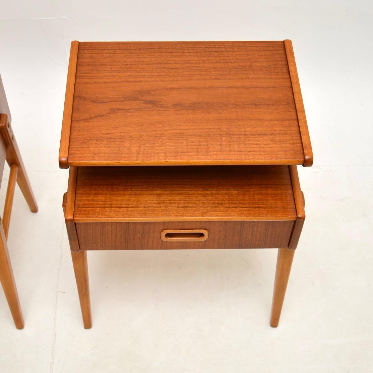 Pair of Vintage Swedish Teak Bedside Tables 1