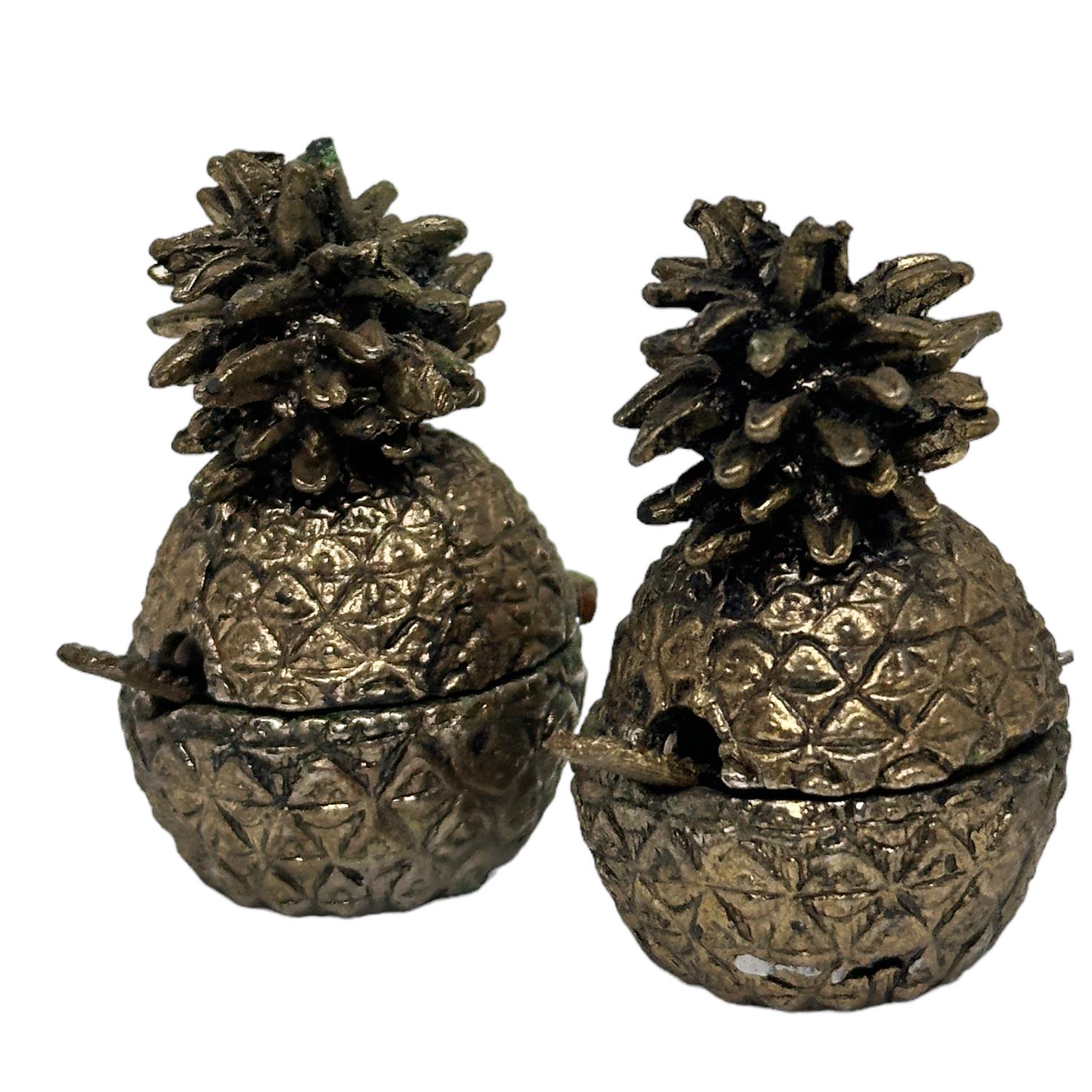 Mid-Century Modern Pair of Vintage Sweetener Pill Boxes Pineapple Design, Italy 1960s For Sale