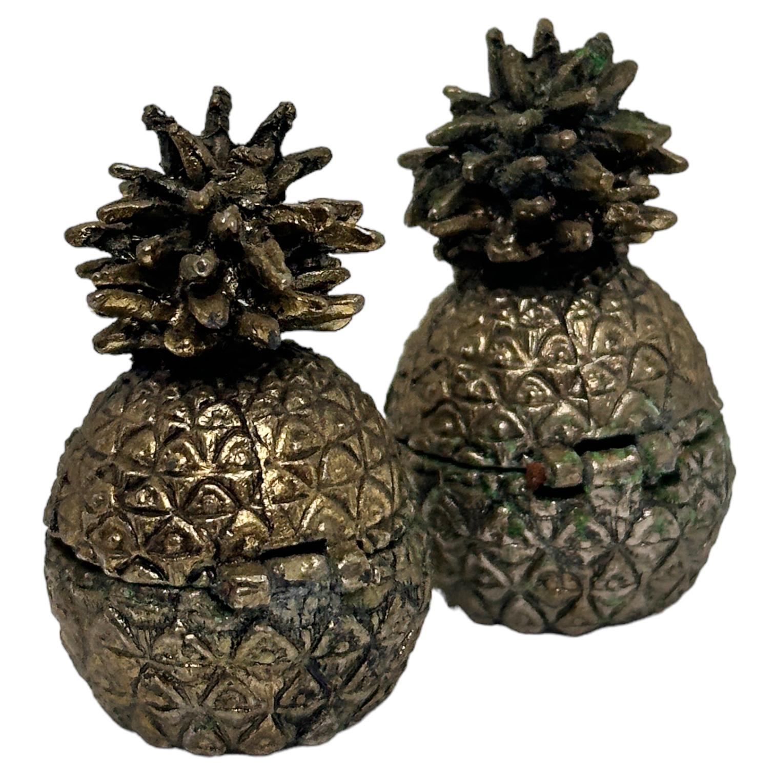 Italian Pair of Vintage Sweetener Pill Boxes Pineapple Design, Italy 1960s For Sale