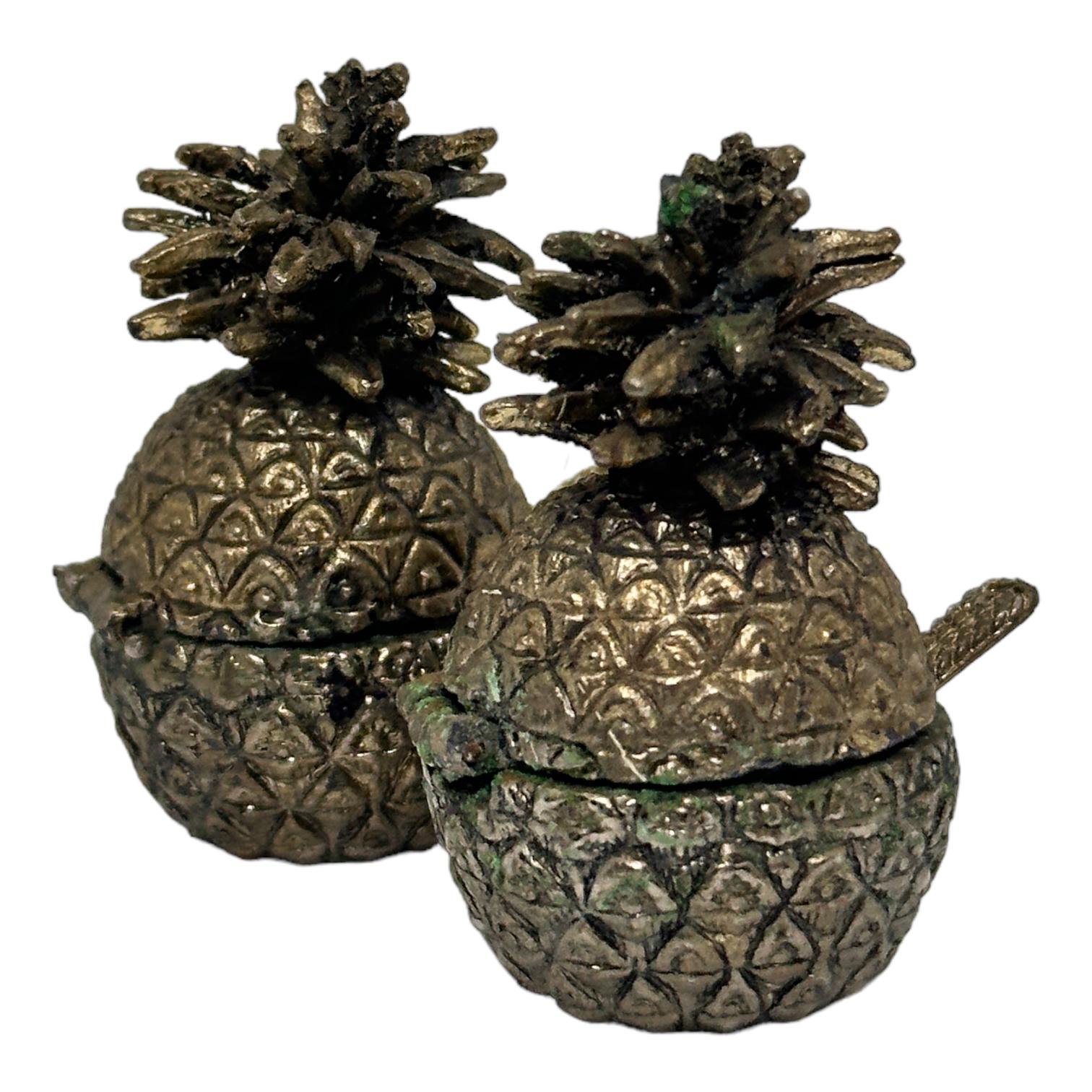 Mid-20th Century Pair of Vintage Sweetener Pill Boxes Pineapple Design, Italy 1960s For Sale