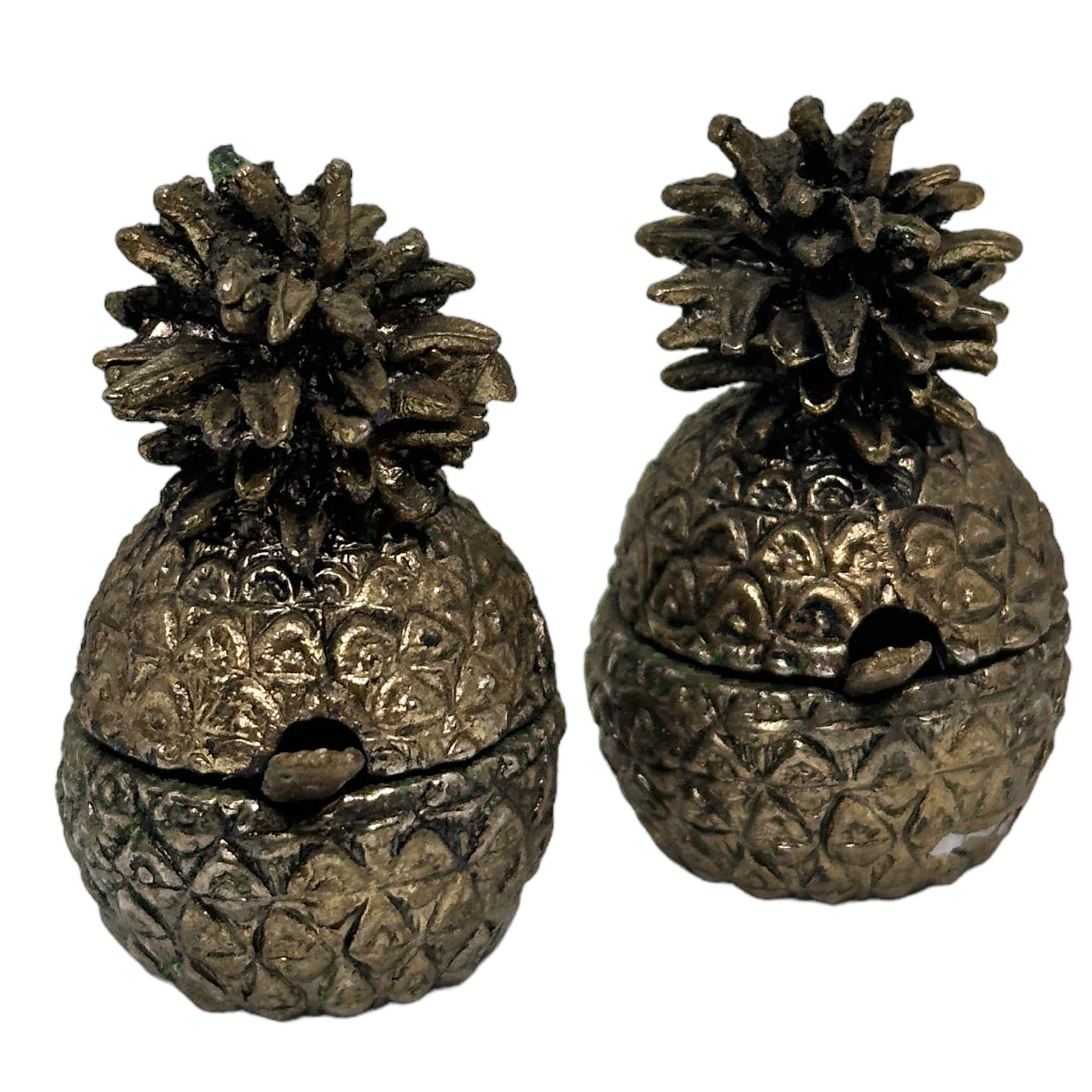 Metal Pair of Vintage Sweetener Pill Boxes Pineapple Design, Italy 1960s For Sale