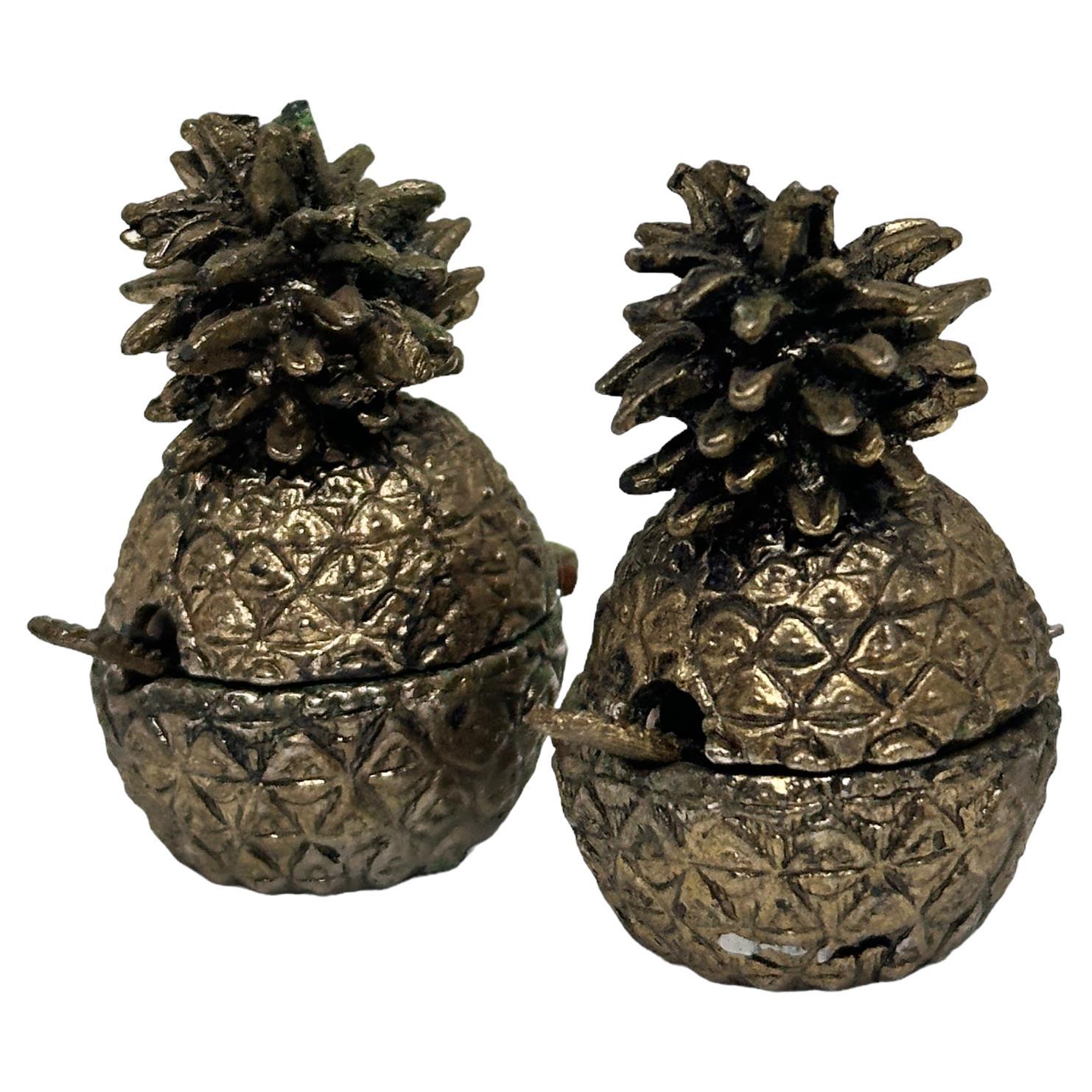 Pair of Vintage Sweetener Pill Boxes Pineapple Design, Italy 1960s For Sale
