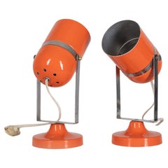 Pair of Vintage Table Lamps 70s Orange Italian Design
