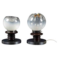 Coppia di lampade da tavolo vintage di Carlo Nason per Mazzega, anni 
70